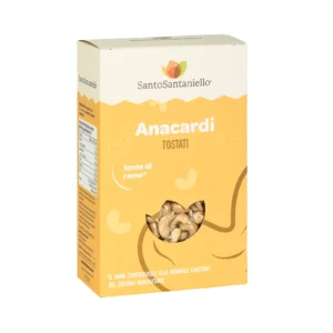 Confezione da 1000g di Anacardi Tostati prodotti dall'azienda italiana Santo Santaniello di Pietradefusi in provincia di Avellino.