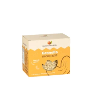 Confezione da 500g di Granella di Anacardi Tostati prodotti dall'azienda italiana Santo Santaniello di Pietradefusi in provincia di Avellino.
