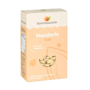 Confezione da 1000g di Mandorle Pelate prodotte dall'azienda italiana Santo Santaniello di Pietradefusi in provincia di Avellino.